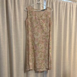 Eddie Bauer Pink and Green Floral Midi Dress